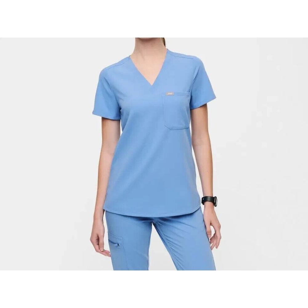 Figs Catarina One-Pocket Scrab Top Women L EUC V-neck Short Sleeve StretchFW1000 - Picture 8 of 11